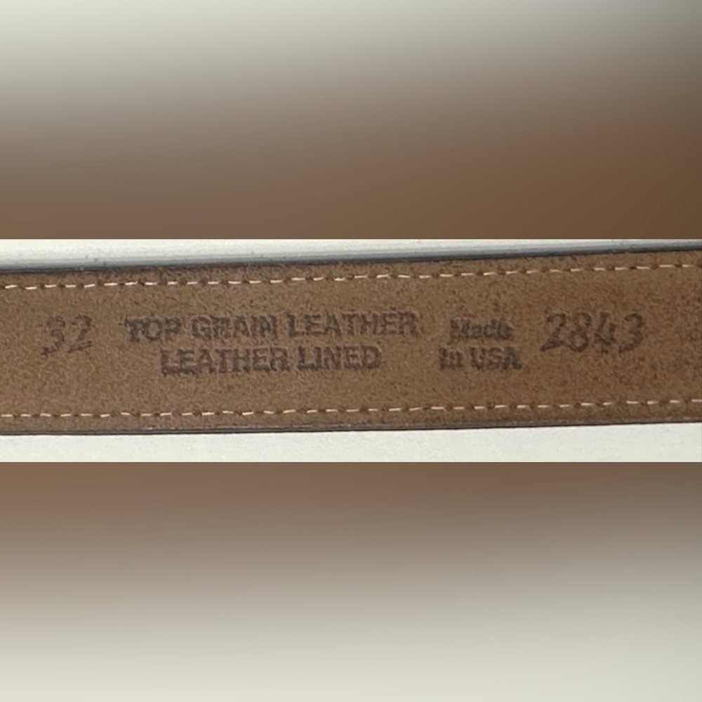BILL BLASS DESIGNER CORDOVAN BROWN LEATHER BELT, CROCO-EMBOSSED, GOLD BUCKLE, - Picture 9 of 14